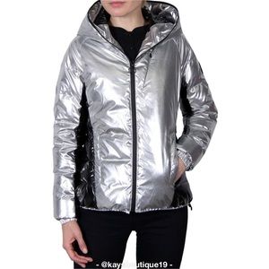 NWT Body Glove Metallic Silver Puffy Parka Winter Jacket Size XL